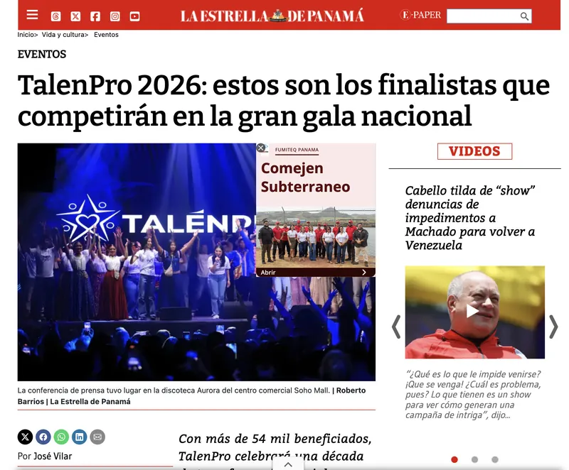 Fundaci&oacute;n Puertas Abiertas TalenPro 2026: estos son los finalistas que competir&aacute;n en la gran gala nacional